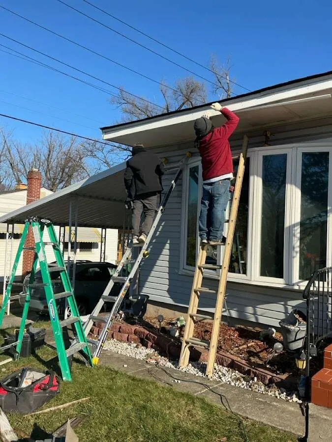 Restoration crew performing exterior repair in Caledonia